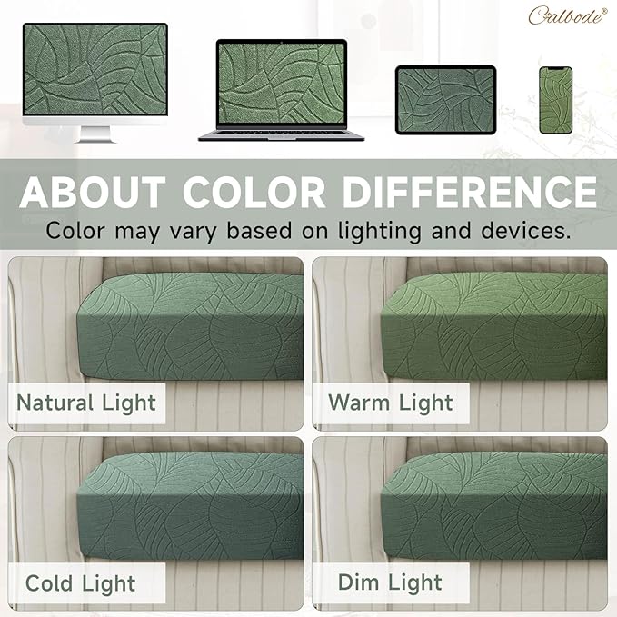 14Pcs Stretch Couch Cushion Covers, Water Resistant Outdoor Sofa Cuhsion Cover Replacement,Washable Outdoor Patio Chair Seat Cushion Covers for Furniture Protect (Sage Green, Leaf Textured) - Image 6