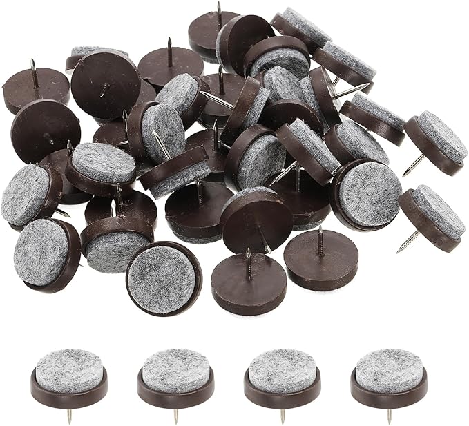 PATIKIL 28 mm Nail-on Felt Pads, 72 Pcs Round Felt Furniture Sliders Pads Heavy Duty Floor Protectors for Wooden Chair Sofa Cabinet Table Leg Feet Hardwood Floors, Brown by PATIKIL