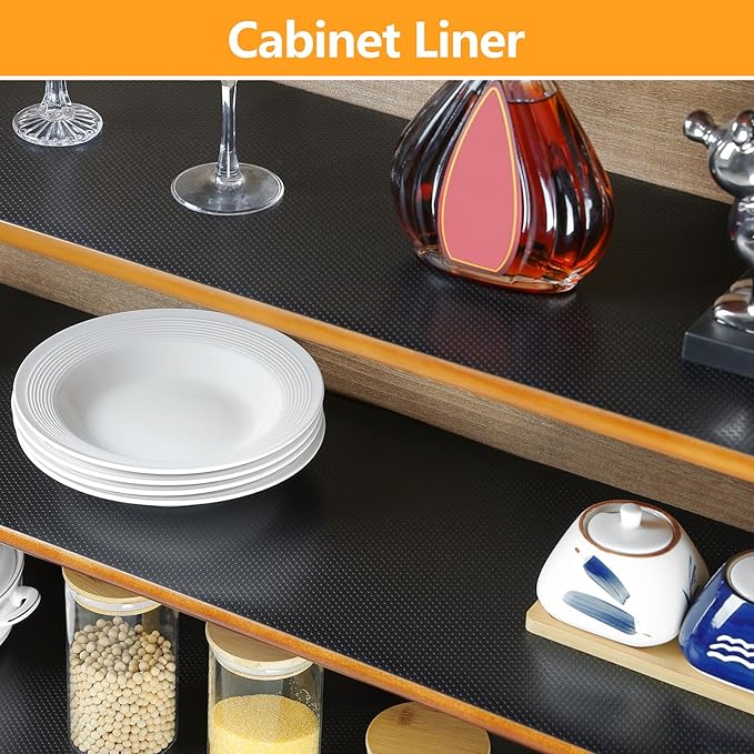 Shelf Liners 15 inch x 20 ft Shelf Liners for Kitchen cabinets nonstick Lining Drawer Mats EVA Protector for Cupboard (Translucent Black,15 inch x 20 ft) - Image 6