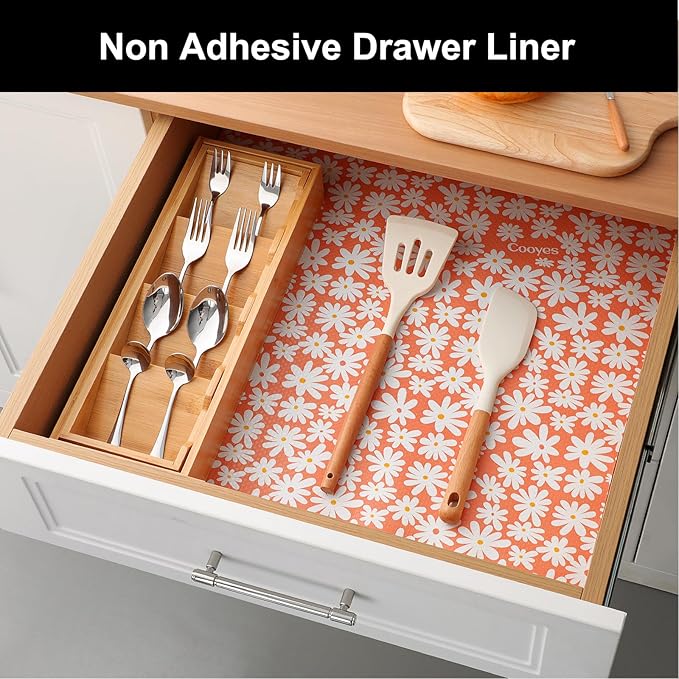 Cooyes Shelf Liner – Premium Non-Adhesive Cabinet & Drawer Liner for Kitchen – Waterproof Shelf Paper with Modern Pattern – Durable EVA Cabinet Mat – Easy to Cut （12" W x 120" L） - Image 3