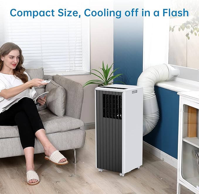 GarveeLife 8000 BTU Portable Air Conditioner - 3-in-1 AC with Dehumidifier & Cooling Fan - Fast Cooling, Remote, Window Kit - For Rooms Up to 350 Sq.Ft - Black and White, U.S. Regulations - Image 8