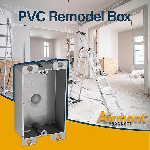 (2 Pack) Plastic Electrical Box, Shallow Remodel Box, 8 Cubic Inch Grey Outlet Box, Single Gang Old Work Junction Box, Length 4.25'', Width 2.4'', Depth 1.24'', Solid PVC Construction, ETL Listed - Image 8