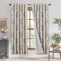 jinchan Blackout Linen Blend Curtain Floral Blackout Curtains for Living Room 72 Inch Length Black Printed with Lined Blackout Curtain for Bedroom Farmhouse Curtains Set 2 Panels by JINCHAN