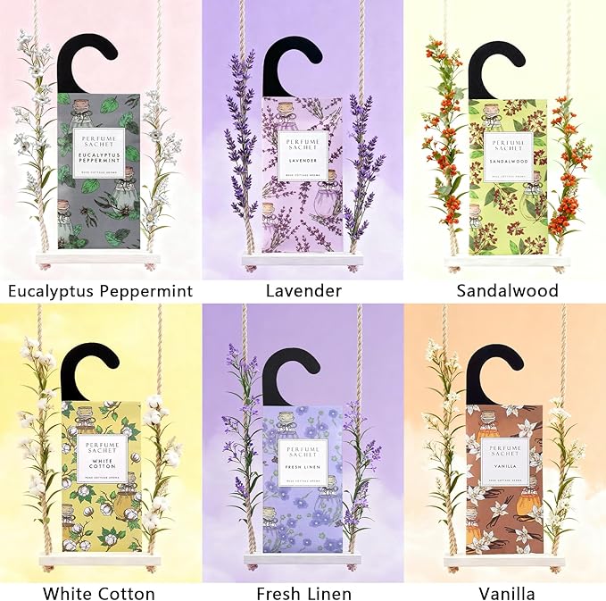ROSE COTTAGE Large 12 Packs Jasmine Hanging Closet Deodorizer Air Freshener Long Lasting Scented Sachets Smell Goods for House - Image 4