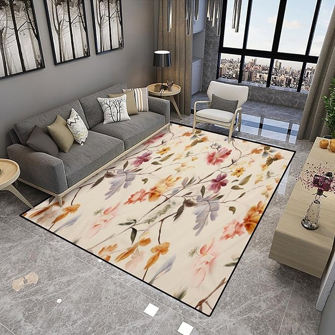 Vintage Florals Floor Covering with Floral Printing - Non-Slip Area Rug for Living Room/Bedroom - Fade, Flame, and Stain Resistant, Quick Dry, Waterproof Floor Carpet, 24 x 36 Inch - Image 4