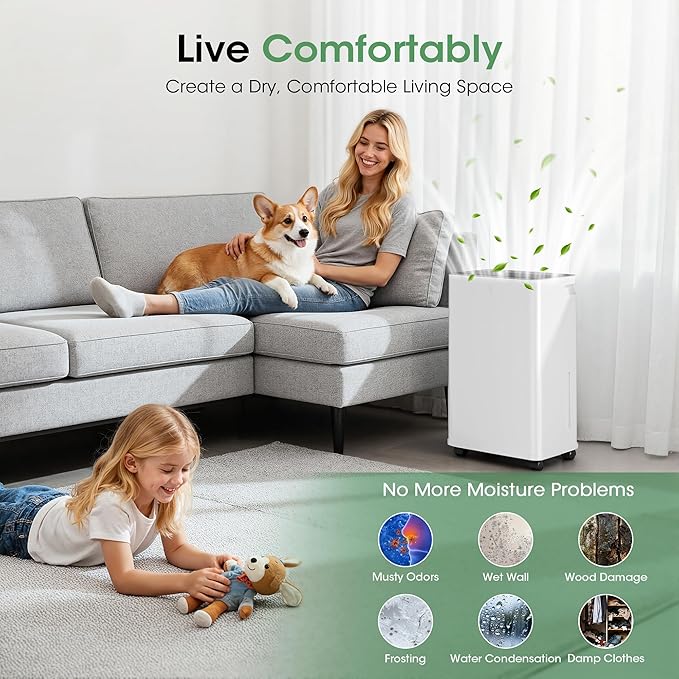 2500 sq.ft Dehumidifier for Basement, Smart APP WiFi Control,35 Pint Dehumidifiers for Home with Drain Hose, 24H Timer & Child Lock, Quiet & Eco, Ideal for Large Rooms, Bathroom, Bedroom, Garage - Image 5