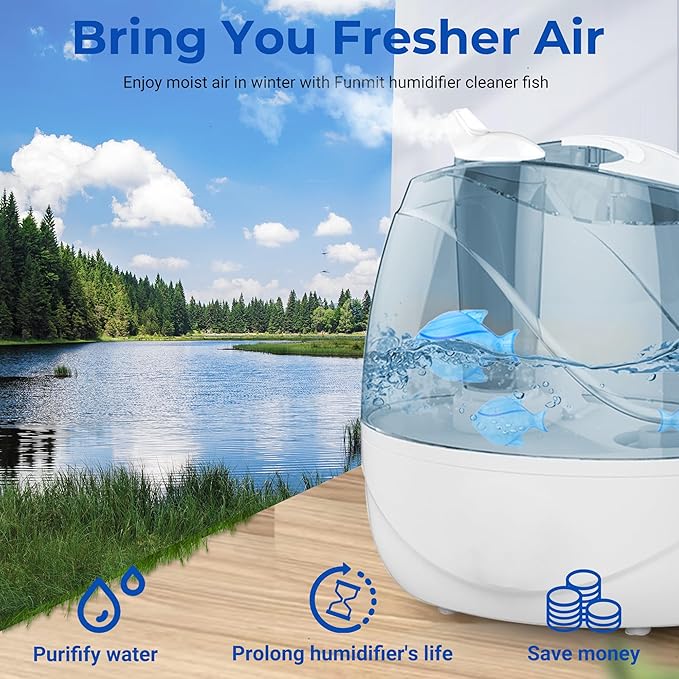 Funmit Humidifier Cleaning Fish, 6 Pack Humidifier Cleaner for Humidifiers and Fish Tanks, Purifies Water, Prevents Hard Water Build-Up, Reduces Scale, Blue - Image 6