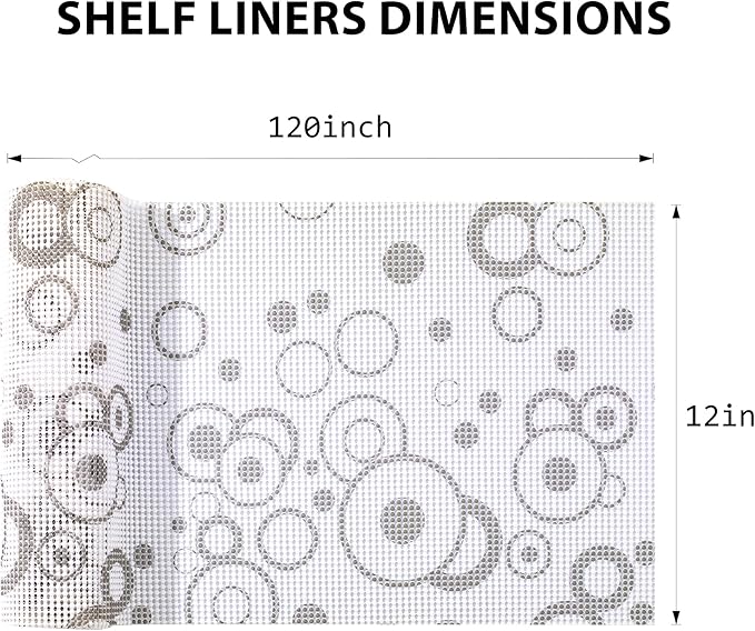 Shelf Liners for Cabinets-Drawer Liner Cabinet Liners for Shelves Kitchen,Non-Adhesive,Non-Slip,White Circle,12 in x 10Ft (120 inch) - Image 2