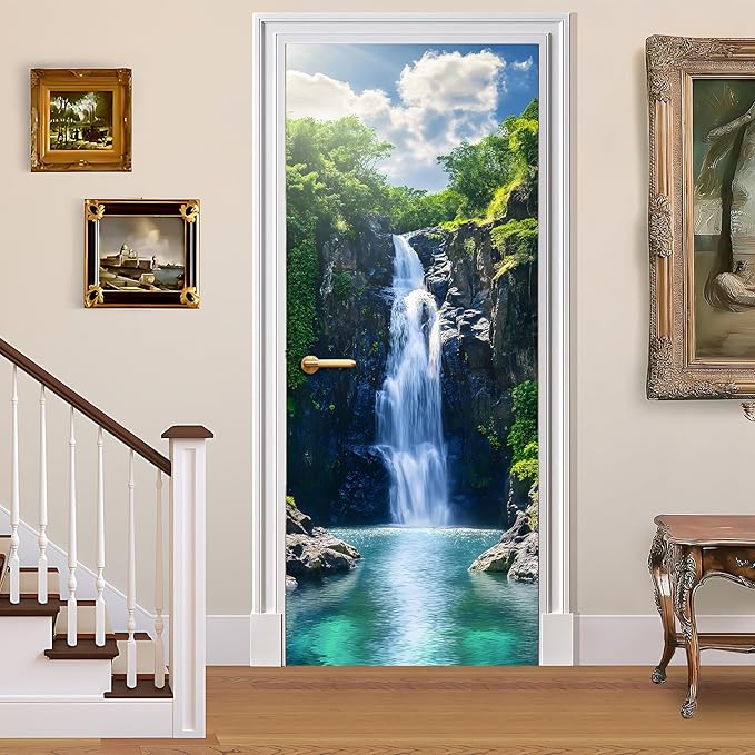 3D Door Stickers, Peel and Stick Vinyl Wallpaper, Self-Adhesive Mural Door Cover for Home Decor 30.3" W x 78.7" H by BVBOX
