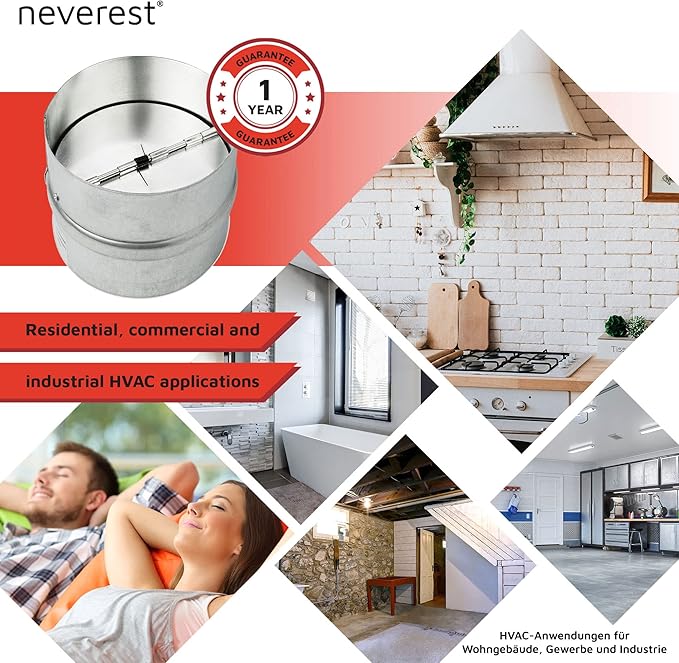 neverest® RK 4" Professional Backdraft Shutter Damper Connector Duct Fits Only with Metal Ducts - Image 5