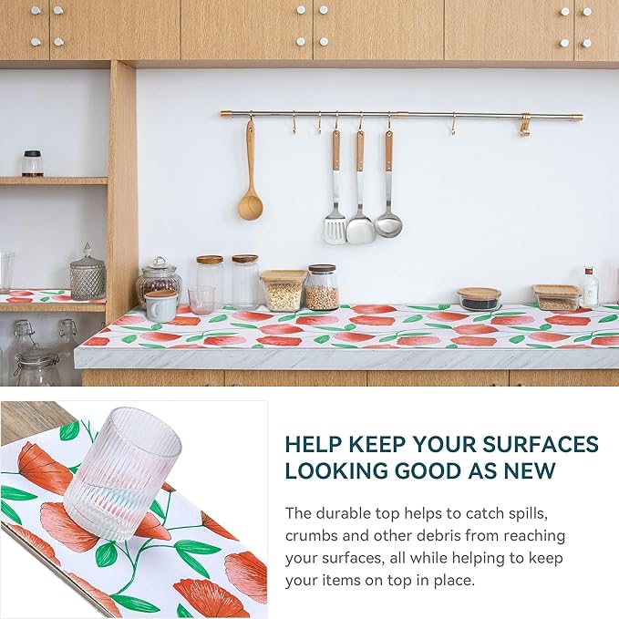 12" W x 120" L Floral Drawer and Shelf Liner for Cabinets, Non-Adhesive Strong Grip Non-Slip Flower Shelf Cabinet Kitchen Shelf Liners for Kitchen Cabinets - Image 3