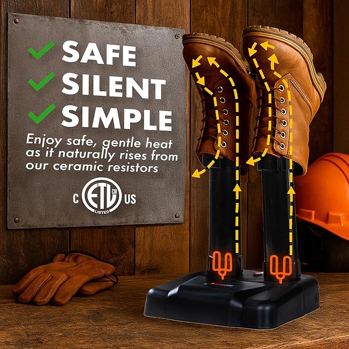 JobSite Boot Dryer - Silent Shoe Dryer & Warmer For Work Boots, Gloves & Shoes - Fanless Convection Dry - Helps Reduce Odor - Image 3