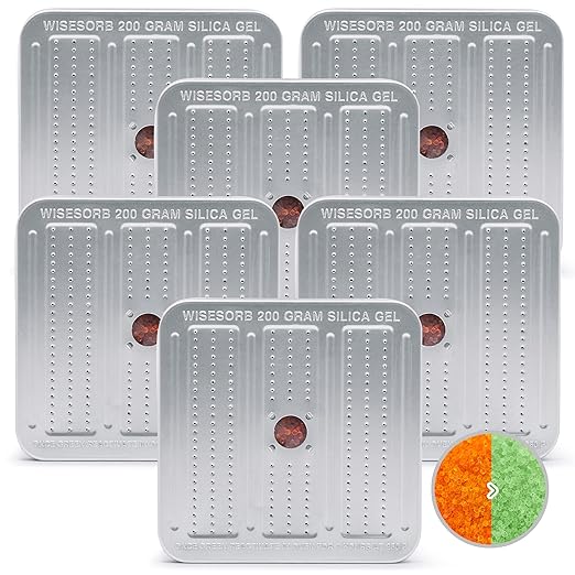 200 Gram 6 Pack Gun Safe Dehumidifier, Reusable Silica Gel Dehumidifier, Indicating Silica Gel Desiccant Canister (Orange to Green) by Wisesorb
