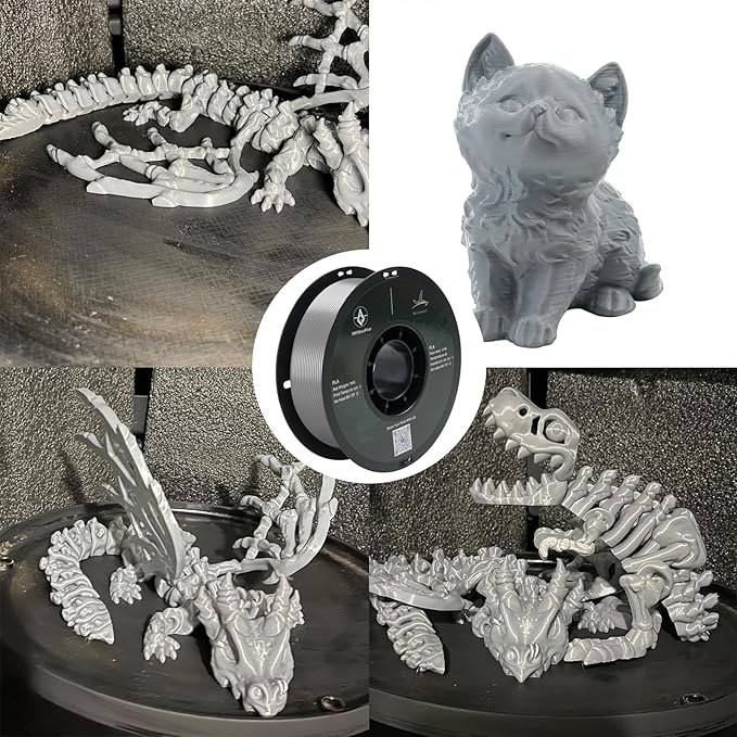 PLA 3D Printer Filament, Dimensional Accuracy +/- 0.02 mm, 1 kg Spool(2.2lbs), 1.75 mm，Grey - Image 2