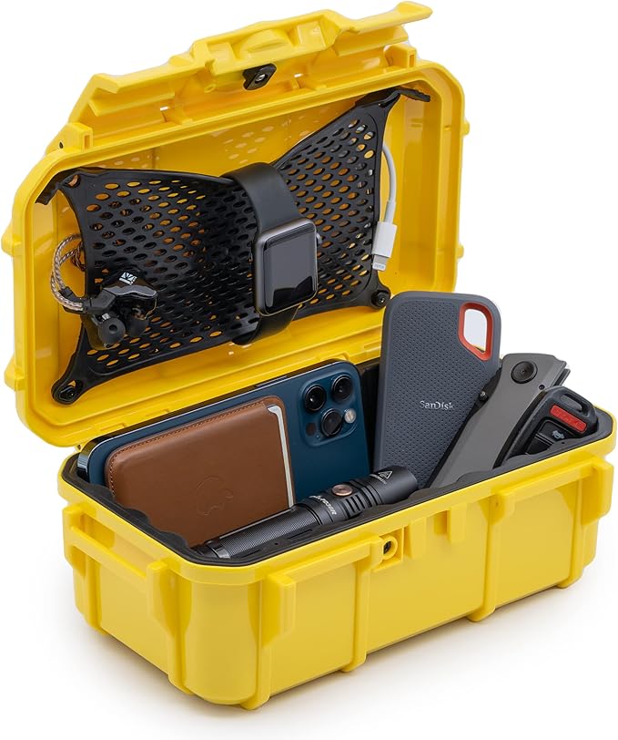 Evergreen 57 Waterproof Dry Box Protective Case - Travel Safe/Mil Spec/USA Made - for Cameras, Phones, Ammo Can, Camping, Hiking, Boating, Water Sports, Knives, & Survival (Yellow) by EvergreenCases