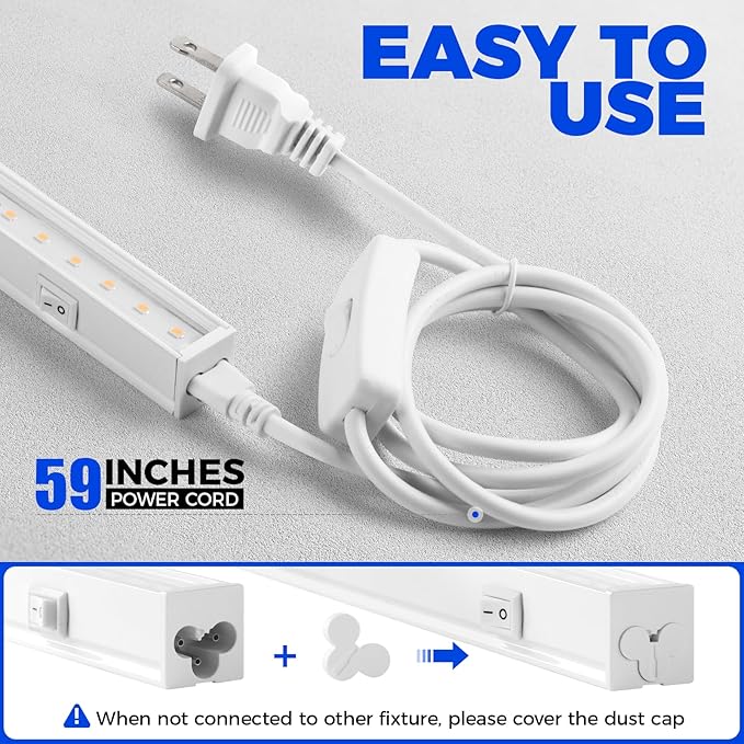 Barrina Grow Lights for Indoor Plants, Full Spectrum Sunlight, 1FT White Cover Plant Growing Lamp, LED Grow Light Bulbs, T5 Grow Light Strip, Plug and Play, Yellow, 4-Pack - Image 8