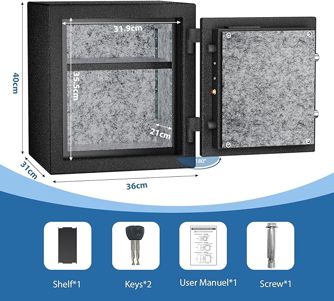WASJOYE Biometric Fireproof Safe Box - 1.8 Cubic Feet Fingerprint Safe with Digital Keypad Lock and Type-C Port Alarm System, Fireproof Waterproof for Home Office Hotel Jewelry Documents Cash Storage - Image 9