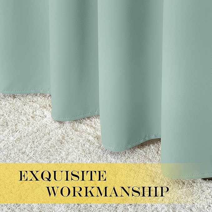 NICETOWN Window Treatment Sliding Door Curtain - Thermal Insulated Width Solid Blackout Patio Glass Door Drape, Extra Wide Draperies (Seafoam Green, 100 inches Wide x 84 inches Long) - Image 7