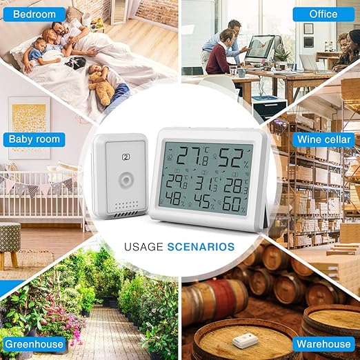 AMIR Indoor Outdoor Thermometer, 3 Channels Digital Hygrometer Thermometer with 3 Sensor, Temperature Humidity Monitor with LCD Display, Wireless Humidity Gauge for Home, Baby Room - Image 6
