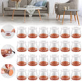 Upgraded Silicone Chair Leg Floor Protectors for Hardwood Floors, Furniture Sliders, Felt Bottom Furniture Pads, Round&Square Cap Covers to Scratch and Reduce Noise, Transparent, 24pcs by Violibar