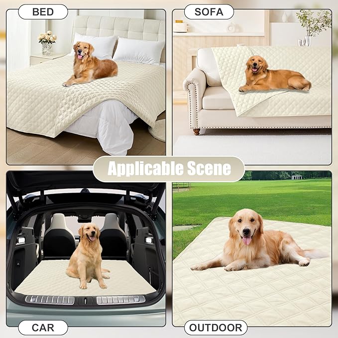 Smiry Waterproof Dog Bed Cover Pet Blanket, Soft Washable Dog Blanket for Furniture Bed Couch Sofa Reversible, Checkered (30"x53", Beige/Beige) - Image 7