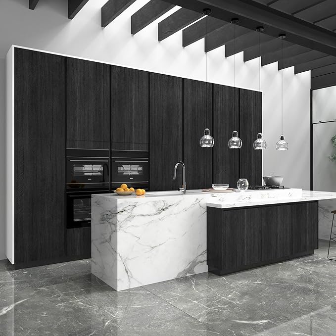 WESTICK Large Wood Grain Wallpaper Peel and Stick Modern Countertops Waterproof Wood Contact Paper Self Adhesive Black Wallpaper Repvable Kitchen Wooden Film Wall Paper for Cabinets Furniture 24"x394" - Image 7