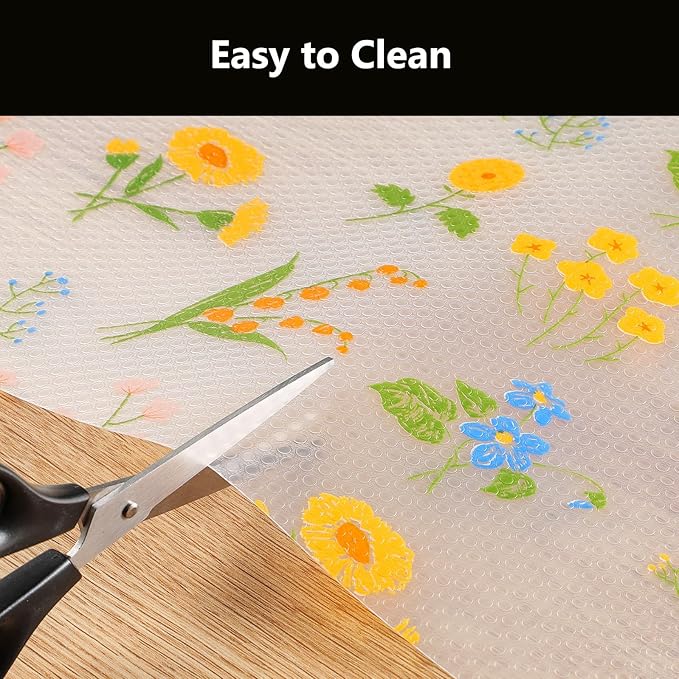 INNOLITES Shelf Liners for Kitchen Cabinets Non-Adhesive Drawer Liner with Floral, Waterproof Durable Easy to Clean, for Refrigerator, Shelves (Colorful Floral, 17.7" x 197") - Image 7