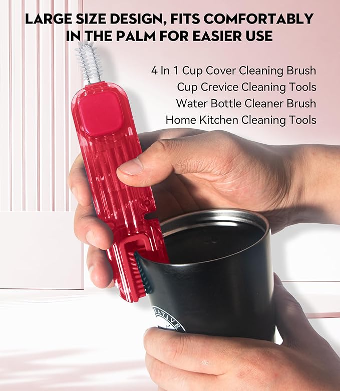 4 in 1 Cup Lid Gap Cleaning Brush, Multifunctional Insulation Bottle Cleaning Tools, Mutipurpose Tiny Silicone Cup Holder Cleaner, Home Kitchen Cleaning Tools - Image 4