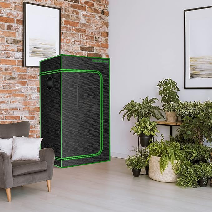 MELONFARM 4x2 Grow Tent, 48"x24"x60'' High Reflective 600D Diamond Mylar Canvas with Observation Window and Floor Tray for Hydroponic Indoor Plant Growing - Image 8