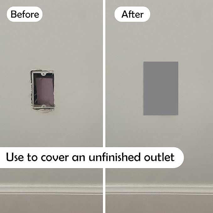 Rubber Bond Self-Adhesive Rubber Wall Outlet Cover Plate 5 Pack - Easy to Apply Peel & Stick Drywall Hole Patch - 5x3 Inch Screwless Blank Wall Plate Cover - Premium Rubber Wall Hole Cover (Grey) - Image 2