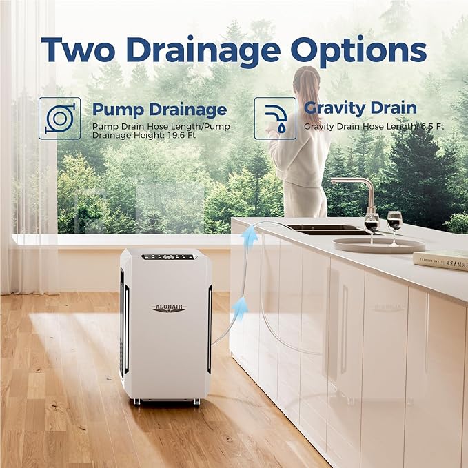 ALORAIR 120 Pints Commercial Grade Dehumidifier with Pump & Drain Hose SLGR Tech High Efficient Industrial Dehu for Bedroom, Basement, Bathroom, Home Use, Garage, Warehouse, 5 Years Limited Warranty - Image 3