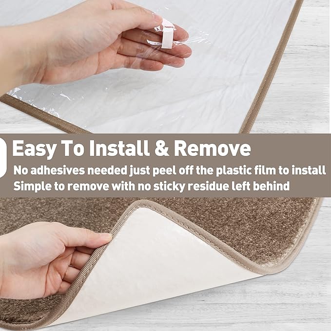 PURE ERA Carpet Stair Tread Landing Mat Tape Free Self Adhesive Non Slip Skid Resistant Indoor Doormat Area Rug Floor Mat for Kitchen Bathroom Workstations Washable 2' X 3' (Camel Brown) - Image 7