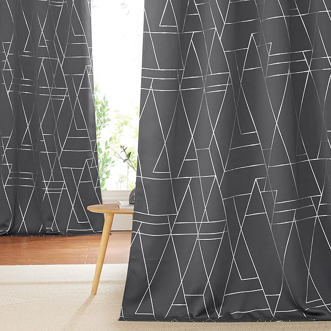 NICETOWN Blackout Curtains for Living Room - Foil Printed Shiny Stripes Pattern Thermal Insulated Blackout Drapes for Bedroom Kitchen Loft Cafe Window (2 Panels, 52" Wide by 63" Long) by NICETOWN