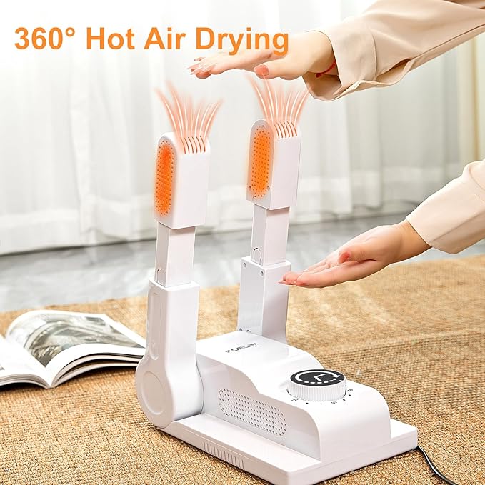 FORLIM Boot Dryer for Work Boots, Shoe Dryer with Heat Blower, Glove Dryer & Boot Warmer - 180° Adjustable Dry Rack - Telescopic Bendable Dry Ports - Intelligent Timer - White - Image 2