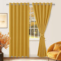 Hiasan Grommet Blackout Curtains for Bedroom, 70 x 84 Inches - Thermal Insulated & Light Blocking Window Drapes for Living Room/Dorm Room, Set of 2 Panels Sewn with Tiebacks, Mustard Yellow by Hiasan