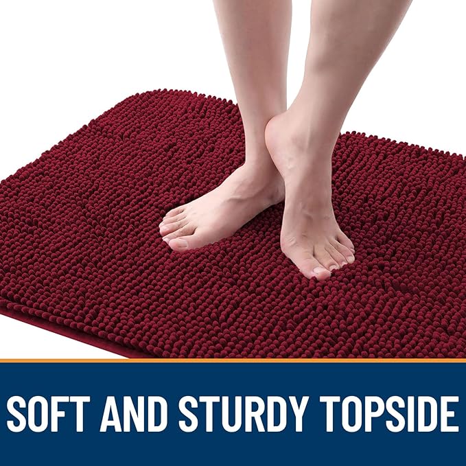 OLANLY Dog Door Mat for Muddy Paws 45x27, Absorbs Moisture and Dirt, Absorbent Non-Slip Washable Doormat, Quick Dry Chenille Mud Mat for Dogs, Entry Indoor Entryway Carpet for Inside Floor, Burgundy - Image 4