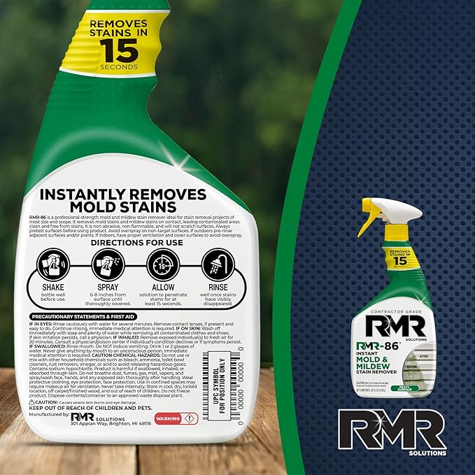 RMR-86 Instant Mold and Mildew Stain Remover Spray - Scrub Free Formula, 30 Fl Oz - Image 9
