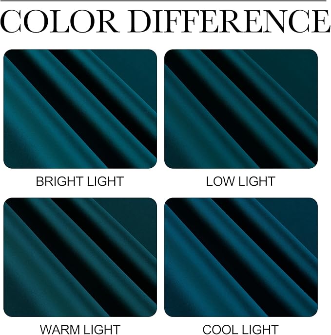 NICETOWN Teal Blackout Cafe Faux Silk Curtains for Small Windows, 42" Wide by 36" Long, 2 Panels, Rod Pocket Thermal Insulated Blackout Satin Drapes for Kitchen - Image 5