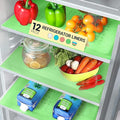 Refrigerator Liners for Shelves (12 Pack) by Linda’s Essentials - Non-Adhesive Shelf or Drawer Liner, BPA-Free Fridge Mats for Kitchen & Cabinets, Easy to Clean, Ideal Household Essentials (Green) by LindasEssentials