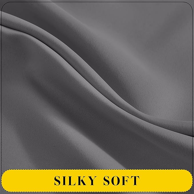 NICETOWN Short Curtains with Attached Valance for Small Window, Thermal Insulated Rod Pocket Room Darkening Curtains for Living Room, 52" Wide x 45" Long, 2 Panels, Grey - Image 8