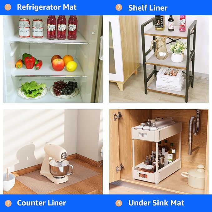 PABUSIOR Clear Cabinet Drawer Liner: Translucent Waterproof Shelf Liners 15.8" x 240" - Small Kitchen Cupboard Drawer Mat for Refrigerator Pantry Closet - Image 8