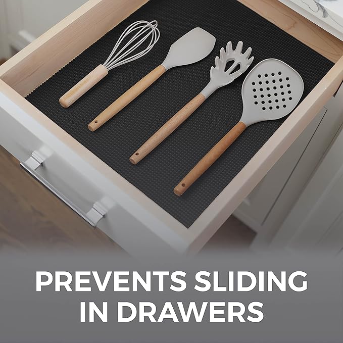 HOME GENIE Shelf Drawer and Cabinet Liner, Durable with Strong Grip, 17.5 in x 20 FT, Non Adhesive Liners Protect Kitchen Cabinets and Cupboard, Bathroom Drawers and Shelves, Desks, Pitch Black - Image 3