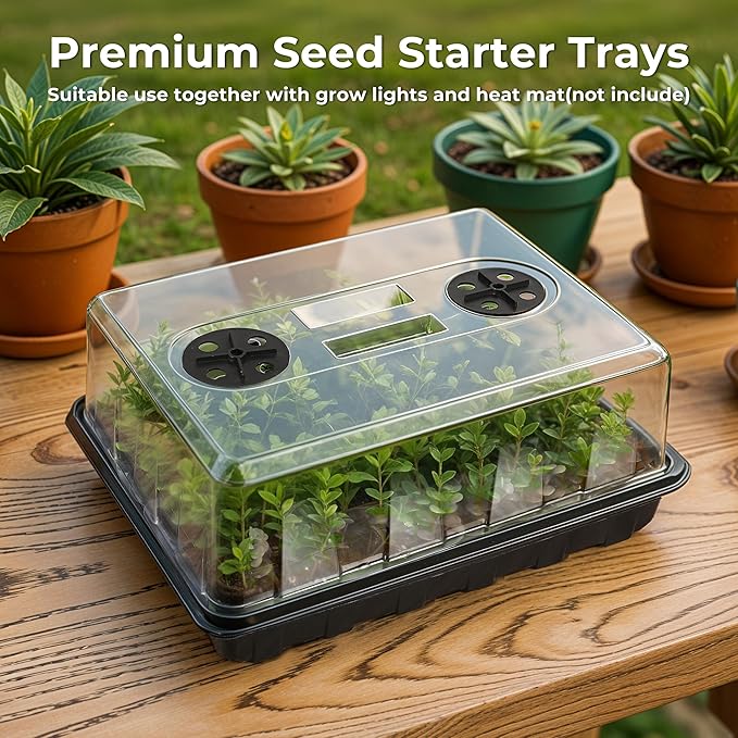 Seed Starter Tray, Seedling Starter Trays for Starting Plant Seeds, Indoor Gardening Plant Germination Trays, Black, 5PCS - Image 6