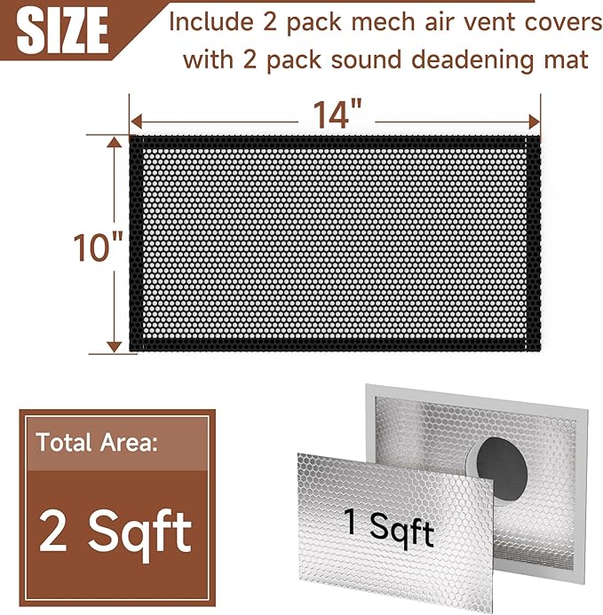 BJADE'S Sound Deadening Kit for Vent,Soundproofing Mats and Vent Covers for Reducing Noise and Dampening Vibration of HVAC Vent & Duct,Including 2 Pcs Sound Deadening Mat and 10"× 14" Vent Covers - Image 2