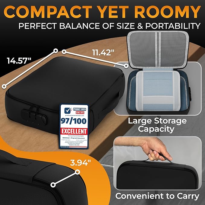 Fireproof Document Bag Waterproof Organizer Box With Lock 3 Layer File Storage Soft Case For Passport Ledger Papers Certificate Cash Files Important Documents Portable Secure Safe Home Travel Office - Image 7