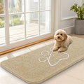 OLANLY Dog Door Mat for Muddy Paws 47x20, Paw Print Design, Absorbs Moisture and Dirt, Absorbent Non-Slip Washable Doormat, Quick Dry Chenille Mud Mat for Dogs, Entry Indoor Entryway Carpet, Beige by OLANLY