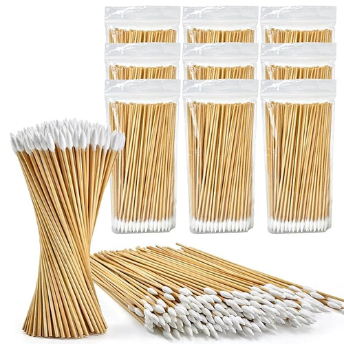 1000PCS 6" Pointed Cotton Swabs - Long Swab with Bamboo Sticks - Lint Free, Highly Absorbent Precision Cotton Tip for Tight Space Cleaning by PINGMIC