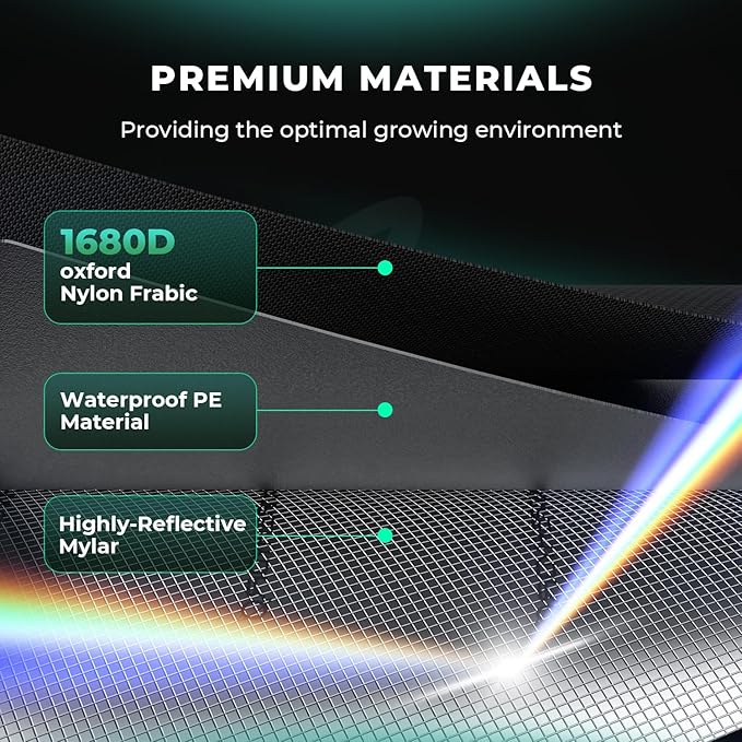 MARS HYDRO 5x5 Advanced Grow Tent, 60"x60"x80" High Reflective Mylar 1680D for Hydroponics Indoor Plant Growing, with Observation Window,Floor Tray and Smooth Zipper for TS3000/FC6500/FC-E6500/FC8000 - Image 2