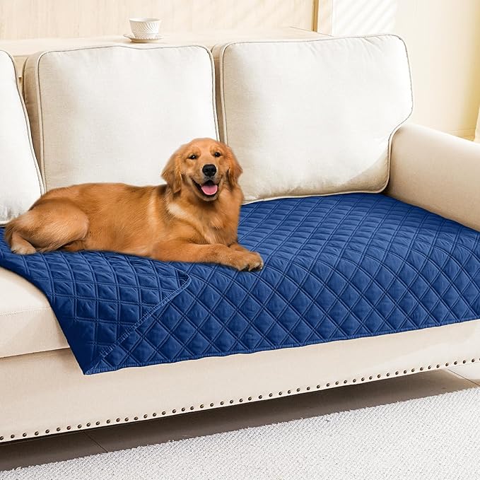 Smiry Waterproof Dog Bed Cover Pet Blanket, Soft Washable Dog Blanket for Furniture Bed Couch Sofa Reversible, Checkered (30"x70", Navy/Navy) by Smiry
