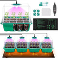 4-Pack Seed Starter Tray with Grow Light and Heat Mat, 48 Cells Seed Starter Kit with Adjustable Humidity Dome and Base, Germination Kit for Seed Growing Plant Propagation by Homiton